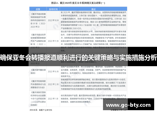 确保亚冬会转播报道顺利进行的关键策略与实施措施分析
